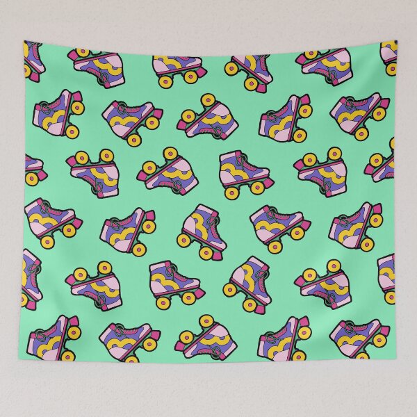Item preview, 90s Roller Skate Pattern on Neon Jade designed and sold by evannave.