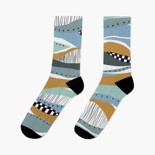 Item preview, Modern Wavy Stripes Blues Sand designed and sold by Playful Pixel Designs.
