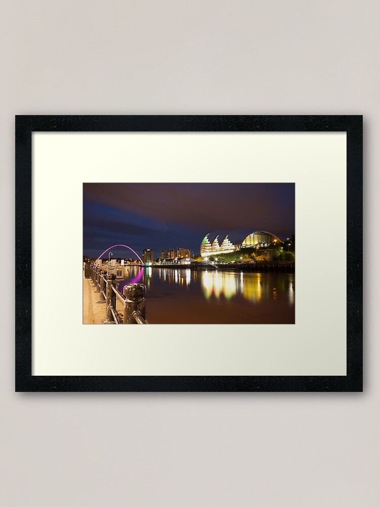 Alternate view of Newcastle-Gateshead, Millennium Bridge and Sage Centre at Dusk Framed Art Print