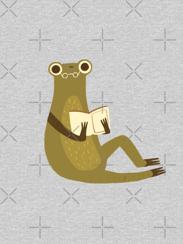 Cute frog with glasses reading a book by mikhaleeevich