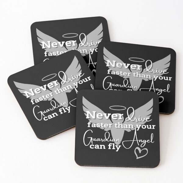 Item preview, NEVER Drive Faster Than Your GUARDIAN ANGEL Can Fly-New Driver Gift Idea designed and sold by Sun Sand & Sea Art.