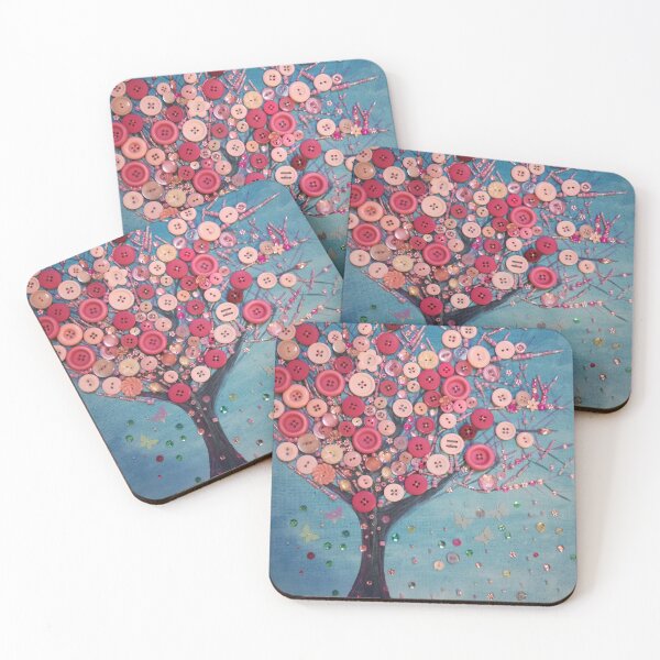 Item preview, Pink Cherry blossom watercolour embellished canvas designed and sold by esvb.