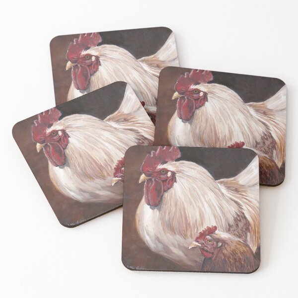 Item preview, White Rooster and Hen Original Art Oil Painting designed and sold by Charlotte Yealey.