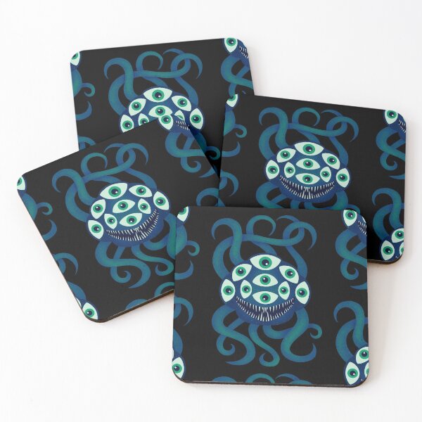 Item preview, Water Blue Monster with Nine Eyes and Tentacles designed and sold by GloomyHexe.