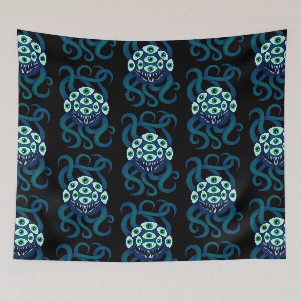 Item preview, Water Blue Monster with Nine Eyes and Tentacles designed and sold by GloomyHexe.