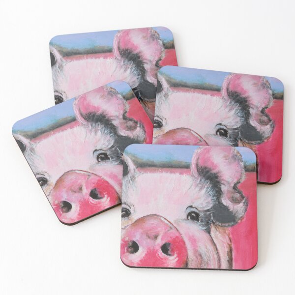Item preview, Feliz cerdo rosa en campo rosa designed and sold by CathyCheyne.