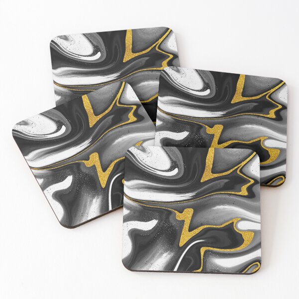 Item preview, Black & White Flow - Yellow Gold designed and sold by PaintdFoxStudio.