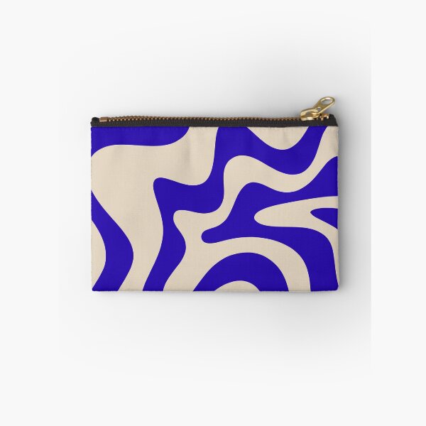 Item preview, Retro Liquid Swirl Abstract Pattern Square in Cobalt Blue and Beige designed and sold by kierkegaard.