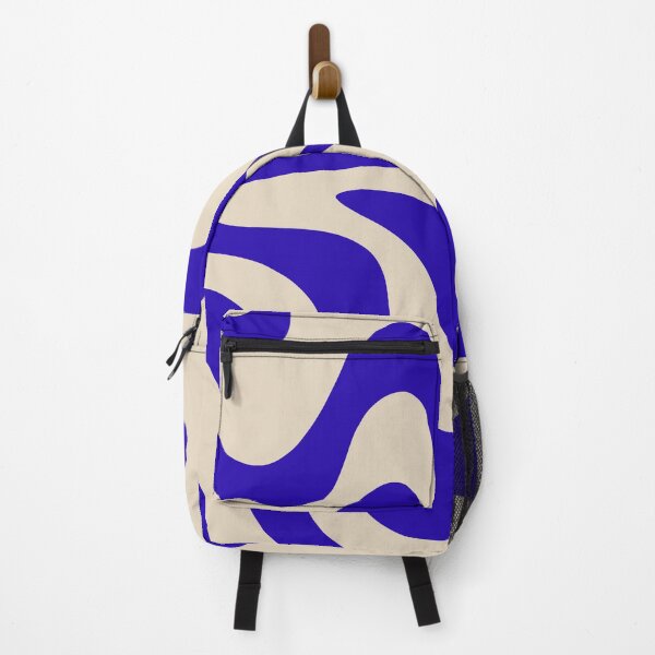 Item preview, Retro Liquid Swirl Abstract Pattern Square in Cobalt Blue and Beige designed and sold by kierkegaard.