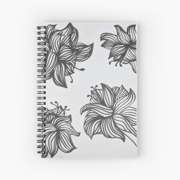 Four Flora Black Ink Spiral Notebook