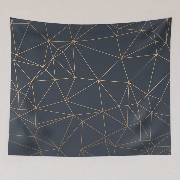 Item preview, Navy Blue Gold Geometric Pattern With Gold Shimmer designed and sold by Vic Torys ☆.