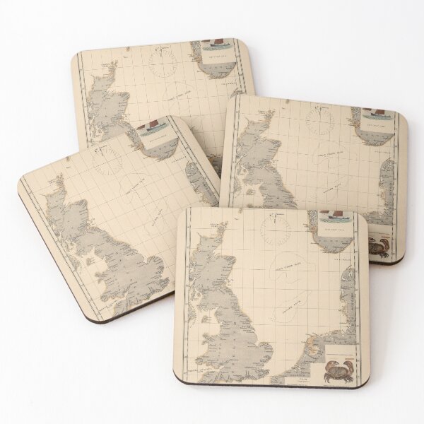 Item preview, Old English Channel Crab Locations (1883) Vintage North Sea Crabbing Spots Atlas designed and sold by BravuraMedia.