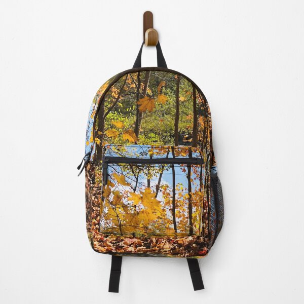 Item preview, Fall Colors Maple Red Orange Yellow Leaves Trees Forest River Blue Sky White Clouds Autumn designed and sold by HppyStrngHelthy.