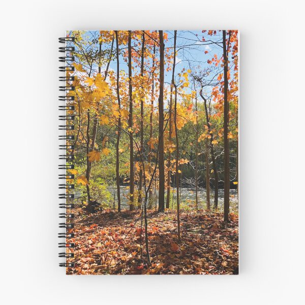 Item preview, Fall Colors Maple Red Orange Yellow Leaves Trees Forest River Blue Sky White Clouds Autumn  designed and sold by HppyStrngHelthy.