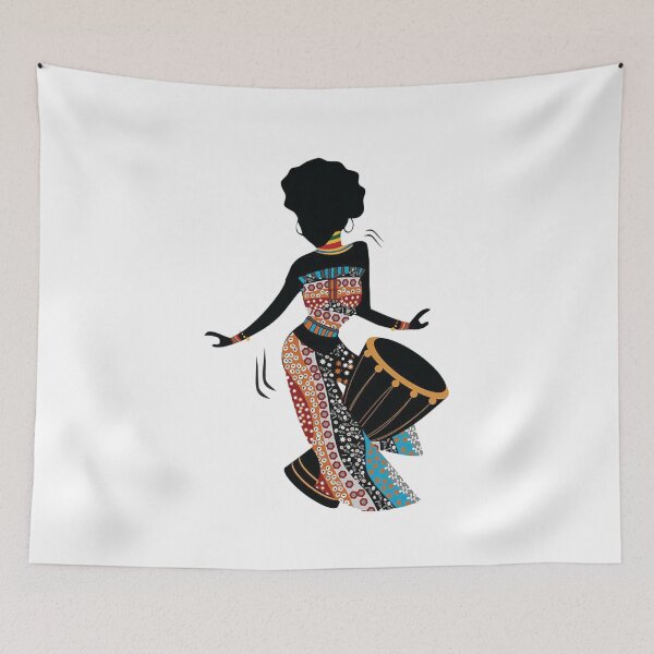Item preview, African black woman playing drum designed and sold by sasa-creations.