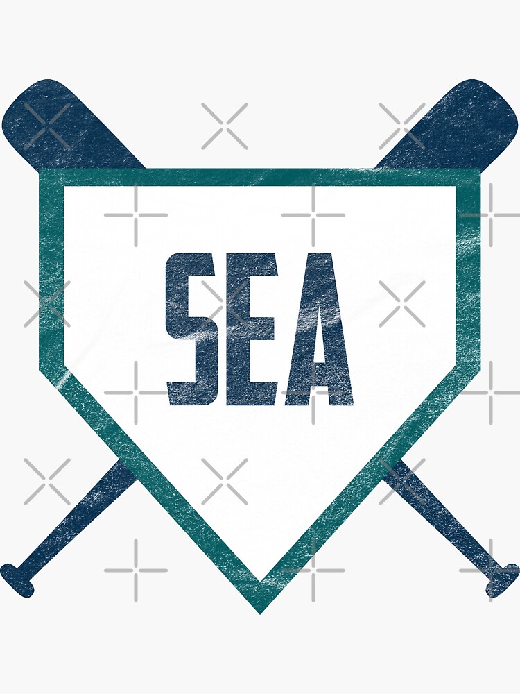 "Seattle Abbreviation Retro Baseball Home Plate Design" Sticker for