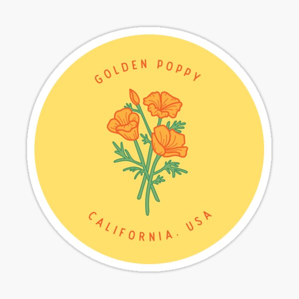 California Golden Poppy State Flower - Yellow Sticker