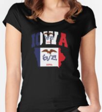 Iowa Flag in Iowa Map Women's Fitted Scoop T-Shirt