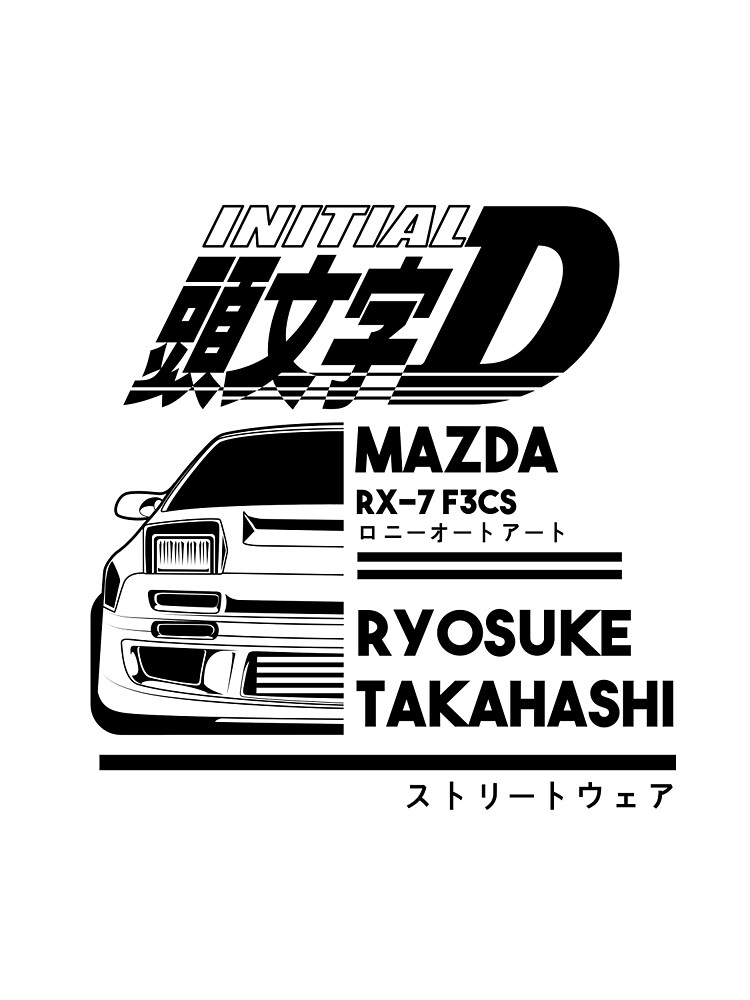 Mazda RX7 Initial D Left ( black print ) Poster for Sale by Hans-Studio