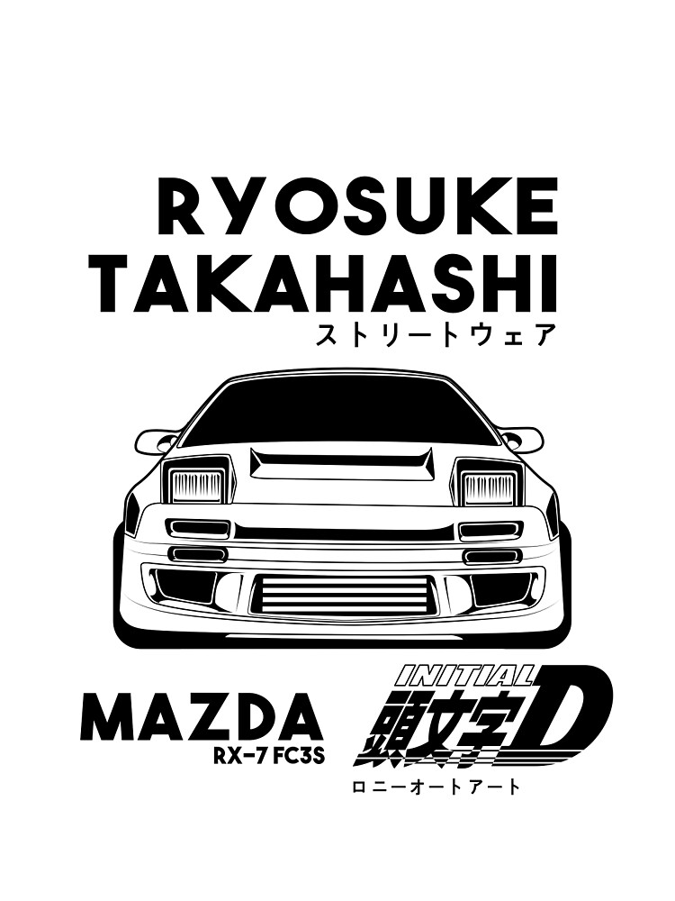 Mazda Rx7 Initial D Front Black Print Poster By Hans Studio