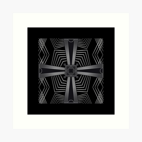 Artikel-Vorschau von Art-Deco-Geometrie in Schwarz und Silber, designt und verkauft von SloganExpress.