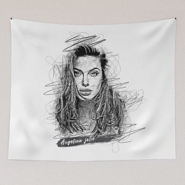 Item preview, Angelina Jolie Abstract Sketch Art, Angelina Jolie Sketch Design, Angelina Jolie designed and sold by graphic-genie.