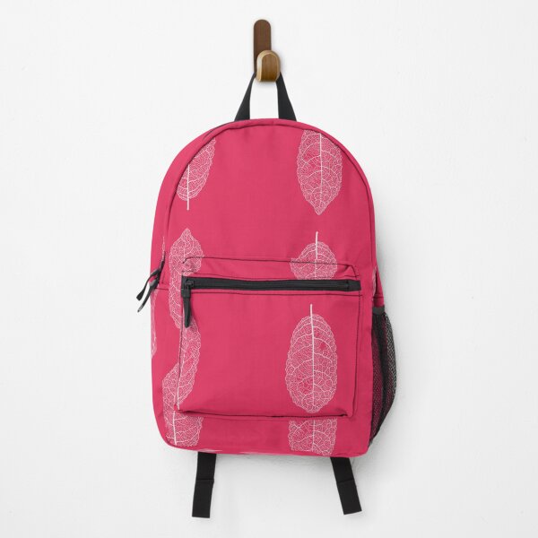 Item preview, Skeleton Leaf, Mahoe , raspberry colour background designed and sold by MHen.