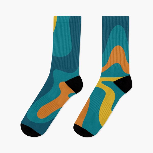 Item preview, Retro Liquid Swirl Abstract Pattern Square in Moroccan Blue, Teal, Orange, and Mustard.  designed and sold by kierkegaard.