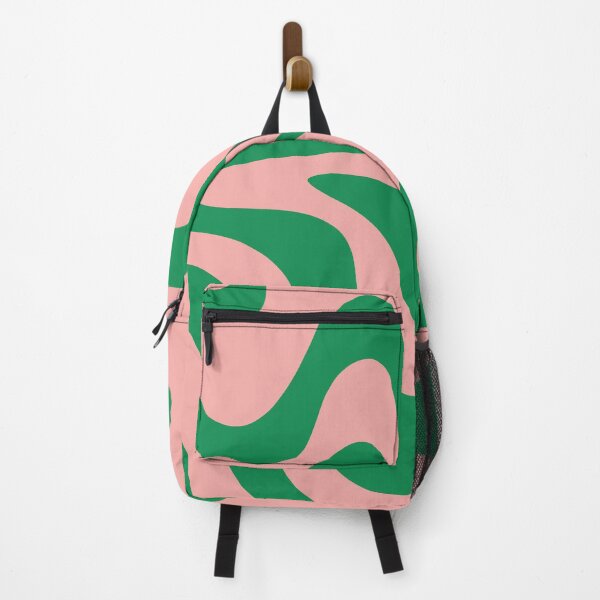 Item preview, Retro Liquid Swirl Abstract Pattern Square in Blush Pink and Bright Green designed and sold by kierkegaard.