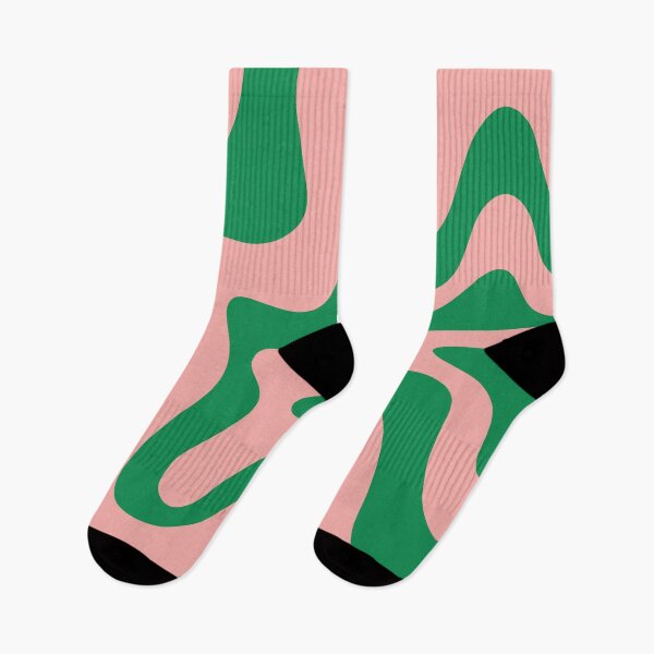 Item preview, Retro Liquid Swirl Abstract Pattern Square in Blush Pink and Bright Green designed and sold by kierkegaard.
