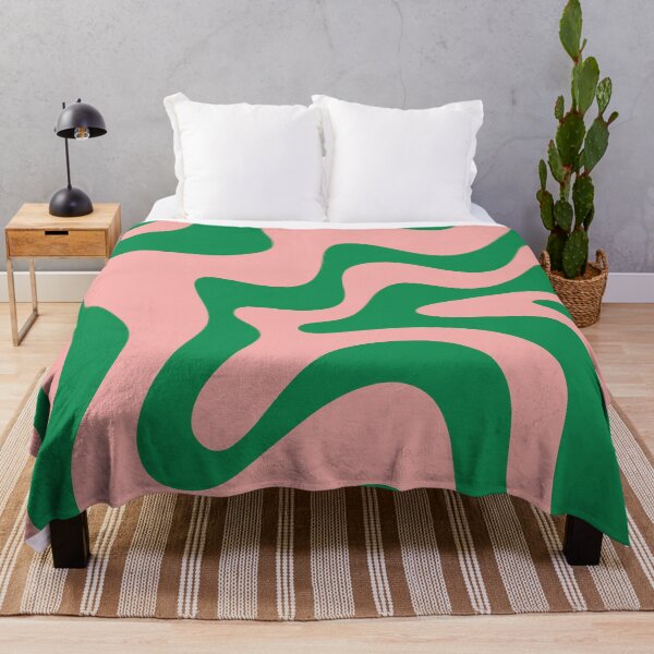 Item preview, Retro Liquid Swirl Abstract Pattern Square in Blush Pink and Bright Green designed and sold by kierkegaard.