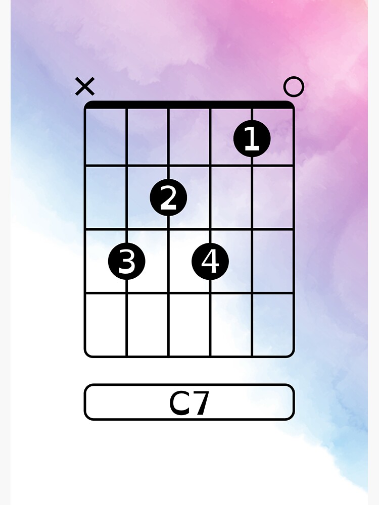 Pegatina «Diagrama de acordes de guitarra de fantasía de acuarela de