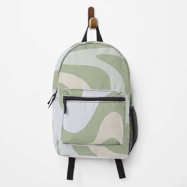 Item preview, Retro Liquid Swirl Abstract Pattern Square Sage Green Beige Gray designed and sold by kierkegaard.