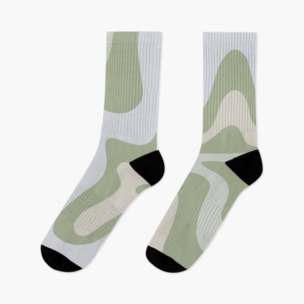 Item preview, Retro Liquid Swirl Abstract Pattern Square Sage Green Beige Gray designed and sold by kierkegaard.