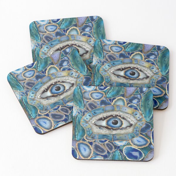 Item preview, Evil Eye Amulet Geodas y cristales azules designed and sold by k9printart.