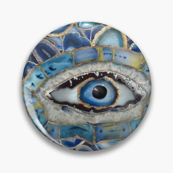 Item preview, Evil Eye Amulet Blue Geodes and Crystals designed and sold by k9printart.