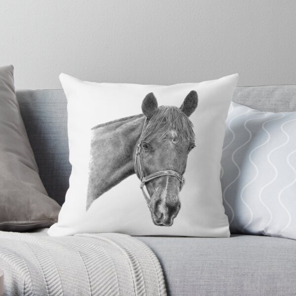 Hinley the Thoroughbred Version 2 (White Background) Throw Pillow