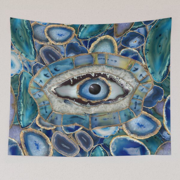 Item preview, Evil Eye Amulet Geodas y cristales azules designed and sold by k9printart.
