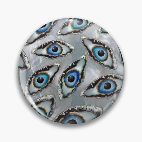 Item preview, Evil Eye Pattern Geodes and Crystals on pearl designed and sold by k9printart.