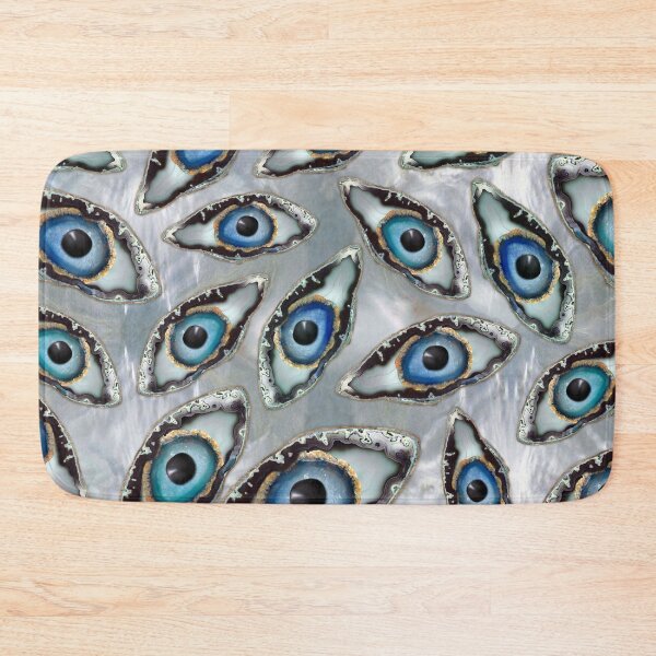 Item preview, Evil Eye Pattern Geodes and Crystals on pearl designed and sold by k9printart.