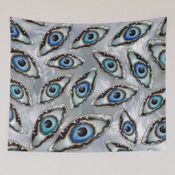 Item preview, Evil Eye Pattern Geodes and Crystals on pearl designed and sold by k9printart.