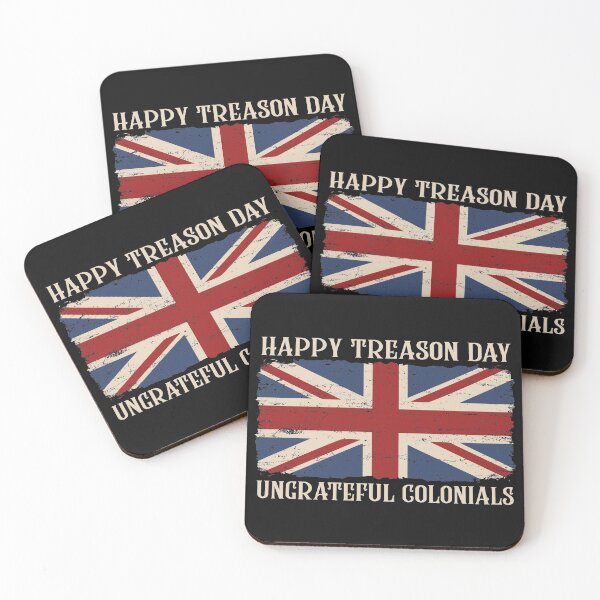 Item preview, Happy Treason Day Ungrateful Colonials 4th of July Sarcastic Humor Quote with British Flag Vintage  designed and sold by alenaz.