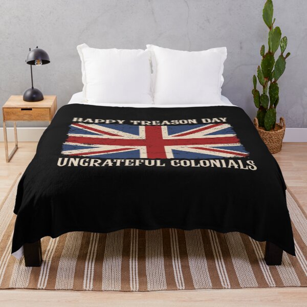 Item preview, Happy Treason Day Ungrateful Colonials 4th of July Sarcastic Humor Quote with British Flag Vintage designed and sold by alenaz.