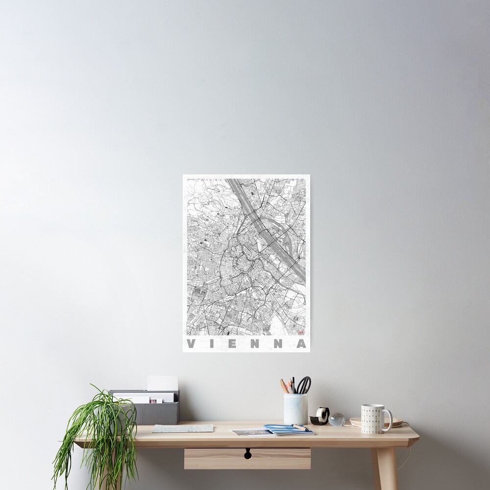 Vienna Map Line Poster