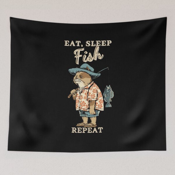 Item preview, Eat, Sleep, Fish, Repeat | Fishing Cat designed and sold by Jewelspride.