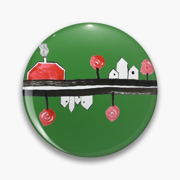 Item preview, Little Village by the Road on Warm Green Board "Paper Drawings/Paintings"  designed and sold by Istvan Ocztos.