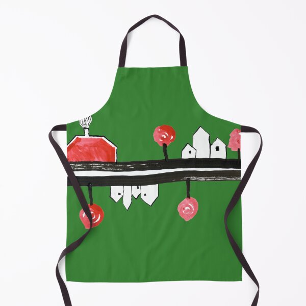 Item preview, Little Village by the Road on Warm Green Board "Paper Drawings/Paintings" designed and sold by Istvan Ocztos.