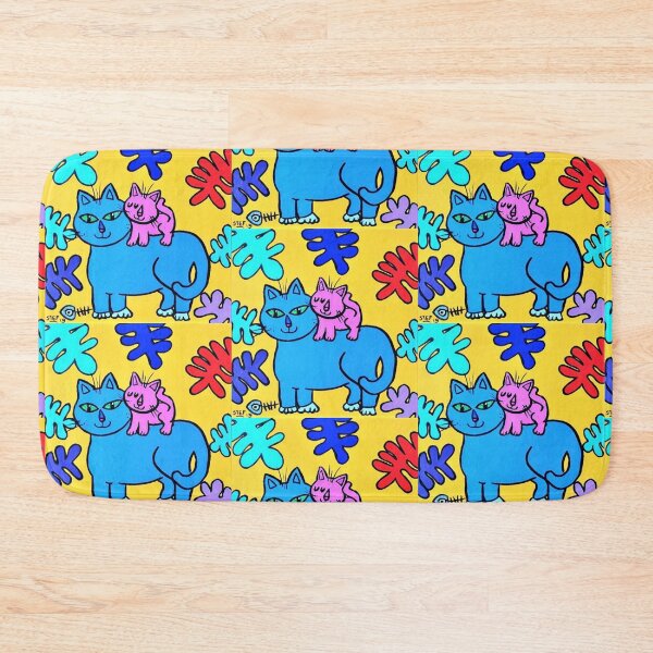 Item preview, Blue Cat with a Pink Kitten on her Back, by Stef designed and sold by StefDelapree.
