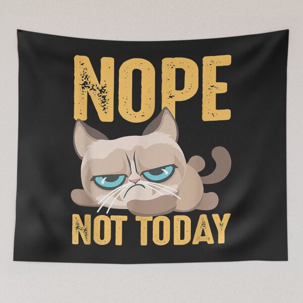 Item preview, Nope Not Today Grouchy Cat Lying Down Funny designed and sold by ambersomar.
