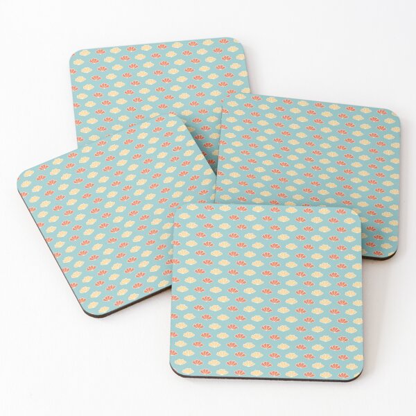 Item preview, small peach and orange flowers with pastel blue background designed and sold by ddesignnstudio.